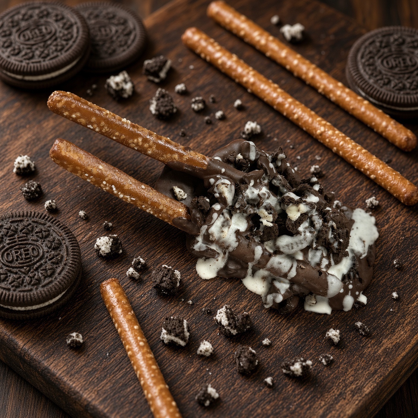 Double Dipped Chocolate Oreo Pretzel Rods