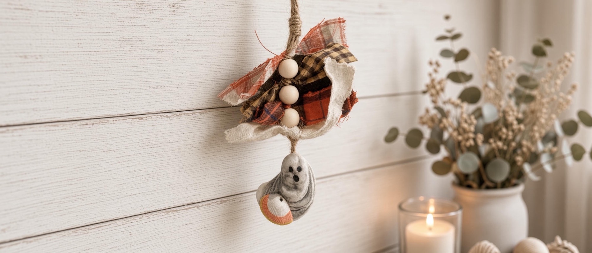 Handmade Cute Fall Ghost Seashell Hanger | Holden